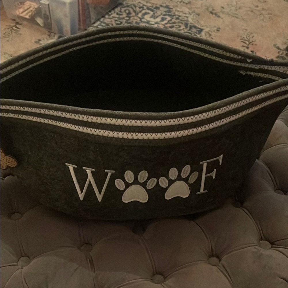Gray Dog Toy Storage Basket